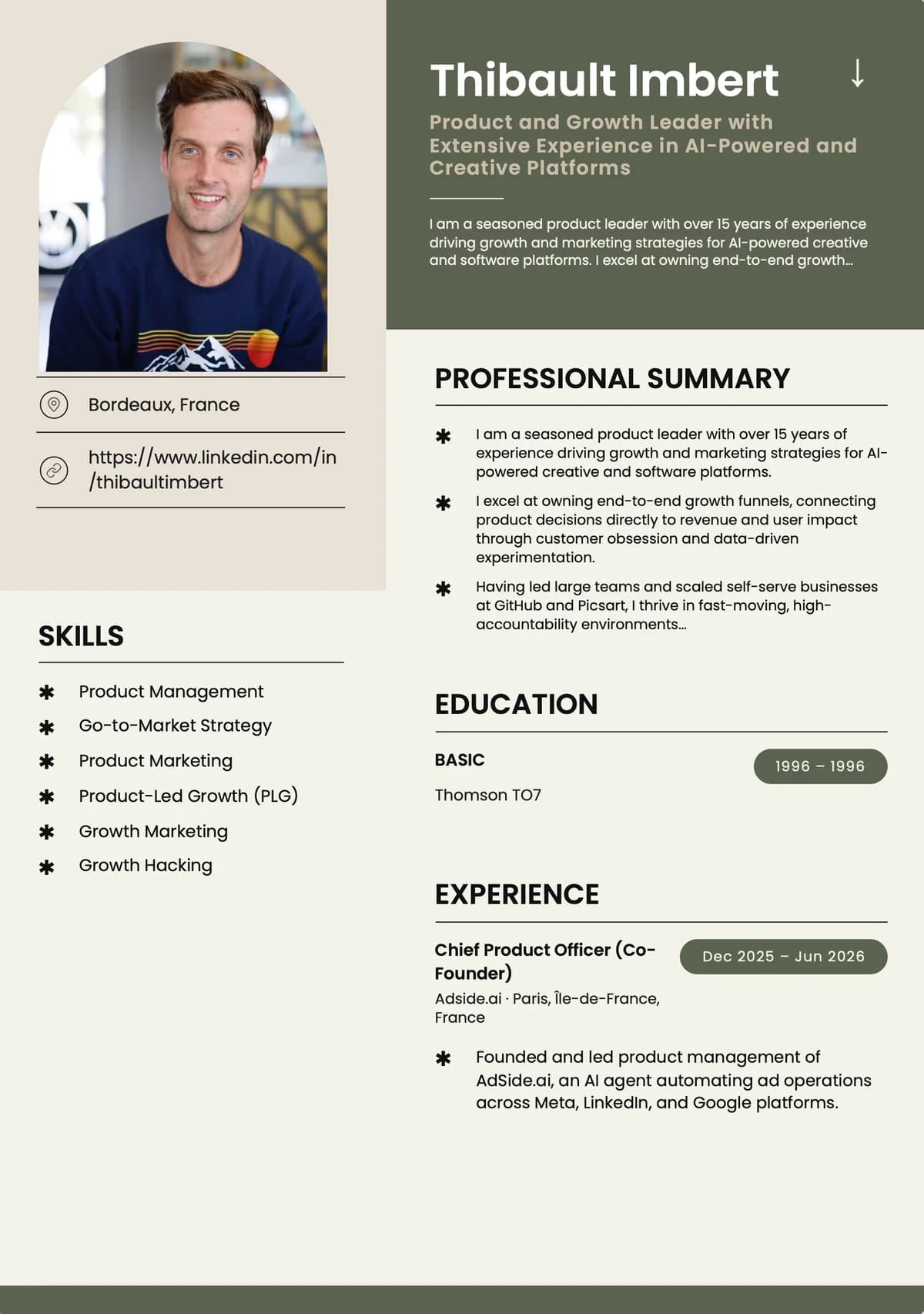 Example resume style