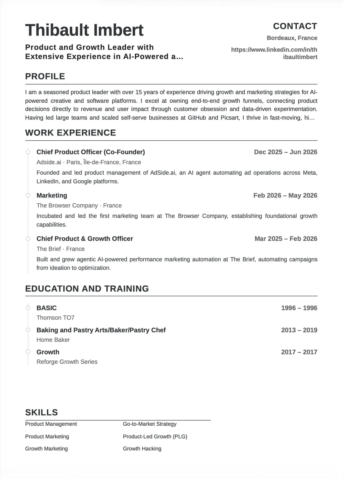 Example resume style