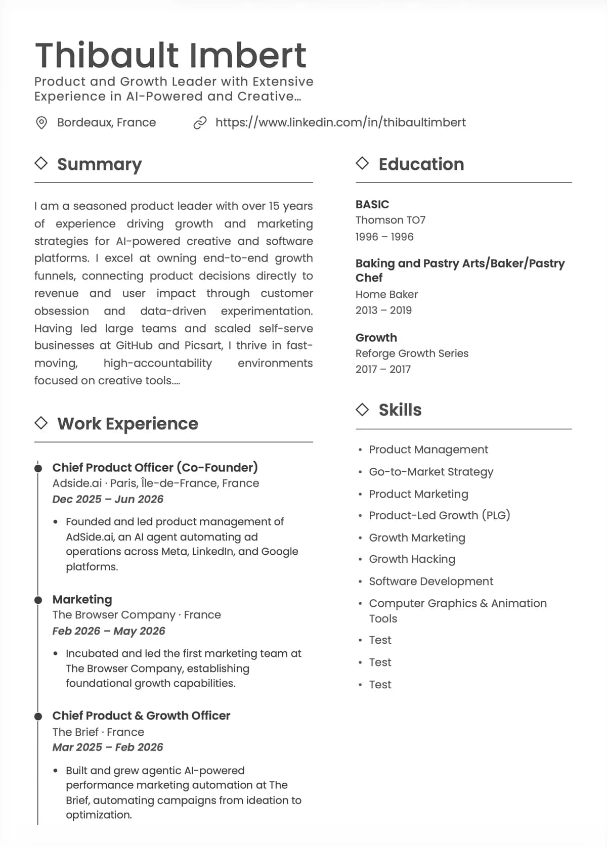 Example resume style